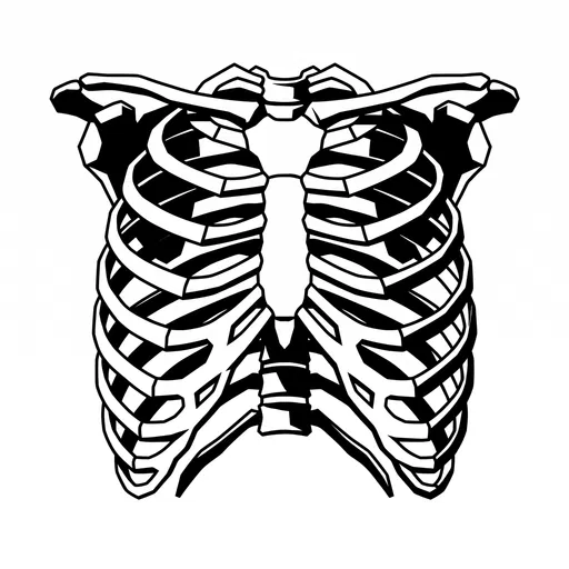 Geometric Black and White Ribcage Illustration