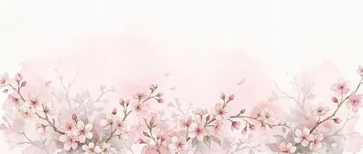Watercolor Sakura Blossoms Border Background