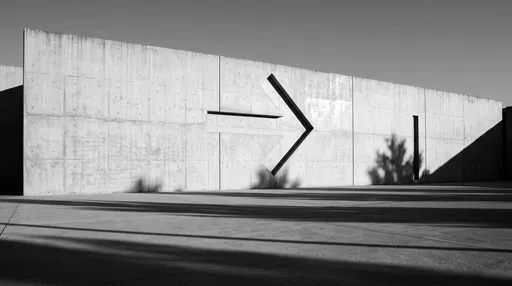 Minimalist Concrete Wall With Recessed Arrow