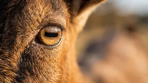 Macro Closeup of Brown Goat Eye