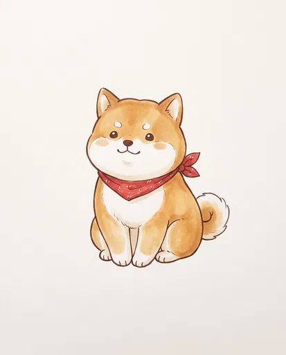 Cute Plump Shiba Inu Puppy Illustration