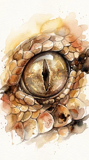 Watercolor Snake Eye Close-Up Illustration