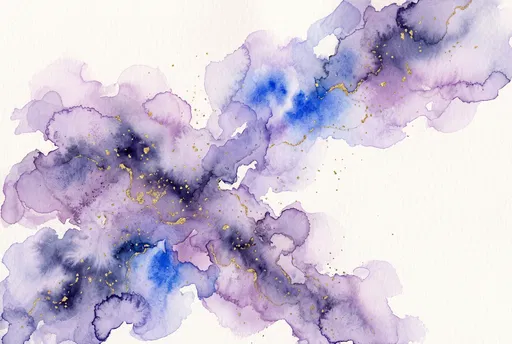 Lavender and Blue Watercolor with Gold Accents
