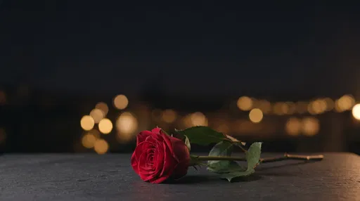 Single Red Rose on Dark Slate