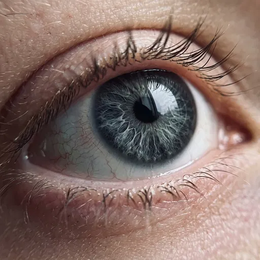 Macro Close-Up of Grey Human Eye