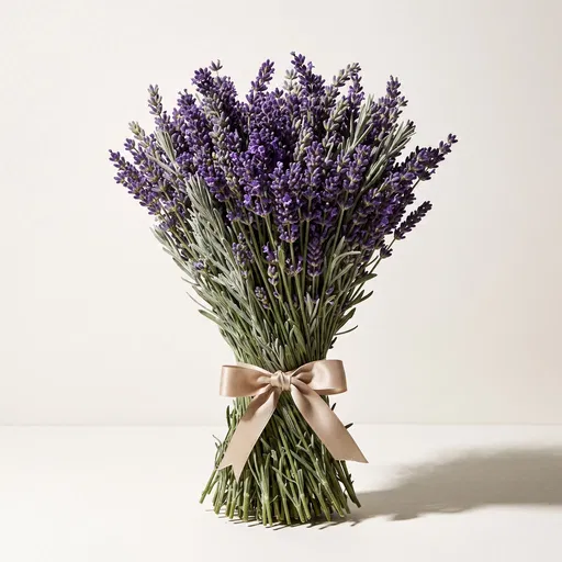 Fresh Lavender Bouquet with Beige Ribbon