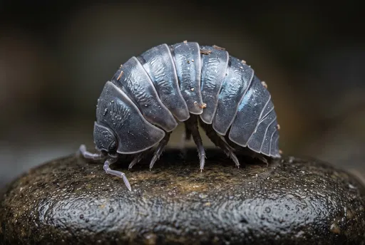 Macro Shot of Slate Gray Pillbug