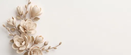 Cream 3D Magnolia and Willow Background