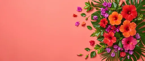 Tropical Hibiscus Floral Arrangement on Coral