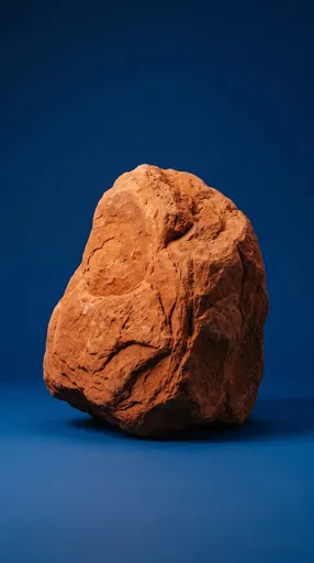 Orange Sandstone Boulder on Blue Background