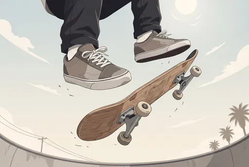 Skater Performing Mid-Air Flip Trick Illustration