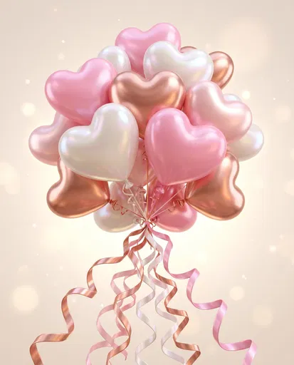 Glossy Pastel Heart Balloon Bouquet