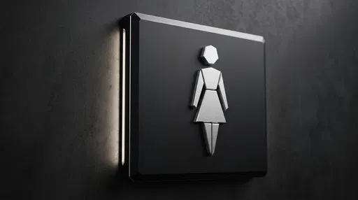 Modern Black Edge-Lit Women's Restroom Sign
