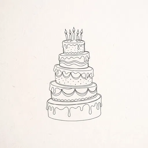 Minimalist Five-Tier Celebration Cake Line Drawing