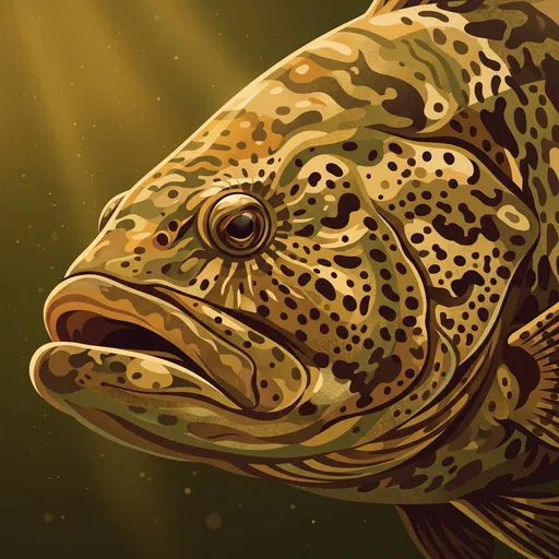 Stylized Goliath Grouper Head Illustration