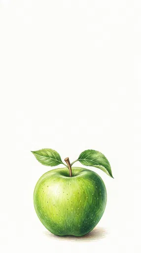 Green Apple Colored Pencil Illustration
