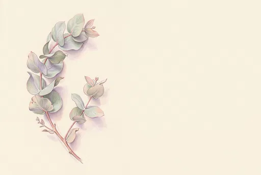 Colored Pencil Eucalyptus Branch Illustration