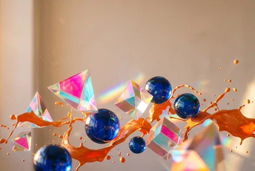 Floating Dichroic Prisms Spheres and Orange Paint