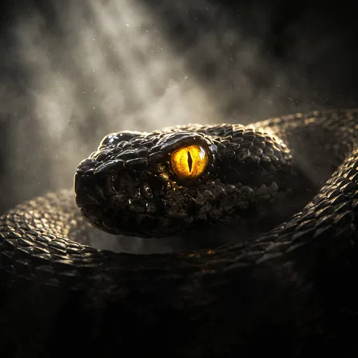Dark Viper With Glowing Yellow Eye