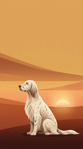 English Setter Illustration at Sunset