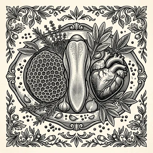 Woodcut Illustration of Offal Meat Platter