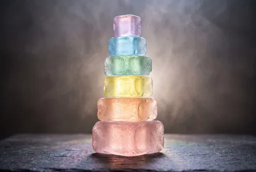 Stacked Pastel Rainbow Frosted Glass Cubes