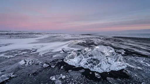 Clear Ice on Black Sand Beach