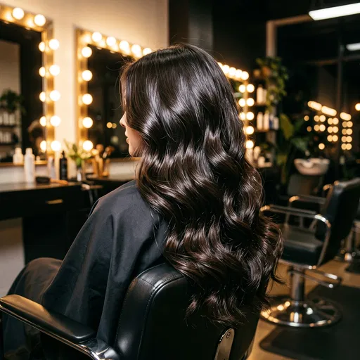 Woman With Glossy Wavy Hair in Salon