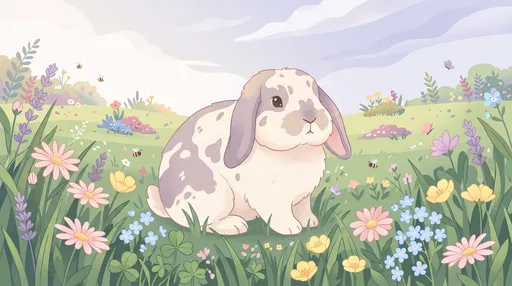 Pastel Holland Lop in Spring Meadow