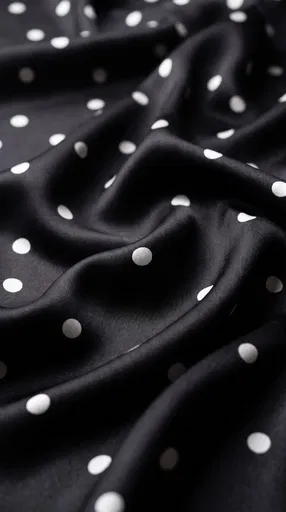 Draped Black Silk Polka Dot Fabric