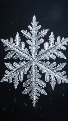 Macro Crystal Snowflake on Dark Background