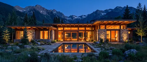 Modern Luxury Mountain Home at Twilight