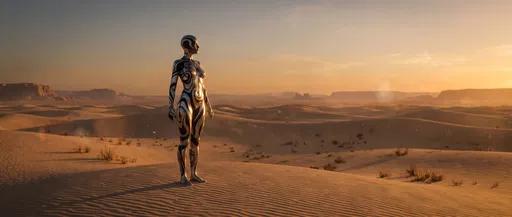 Silver Swirl Figure in Golden Desert