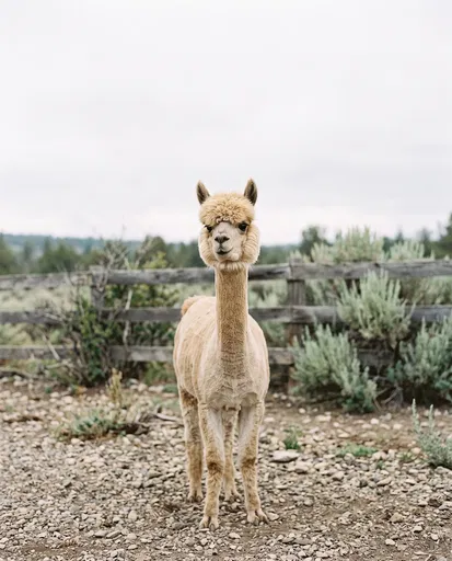 Sheared Fawn Llama in Gravel Paddock