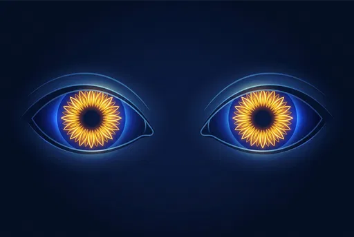 Glowing Stylized Eyes With Sunflower Irises