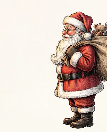 Vintage Santa Claus Profile Illustration