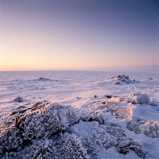 Frost Covered Rocks in Polar Twilight