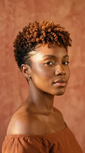 Portrait of Woman With Coily Pixie Cut