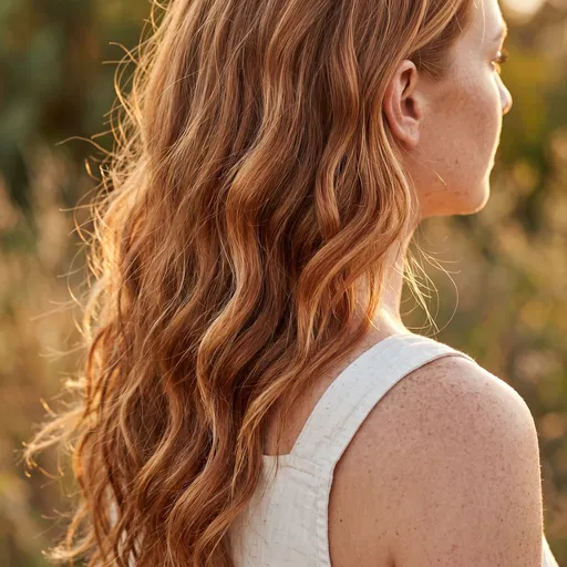 Woman With Wavy Ginger Hair Outdoors