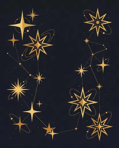 Gold Celestial Stars and Constellations Illustration