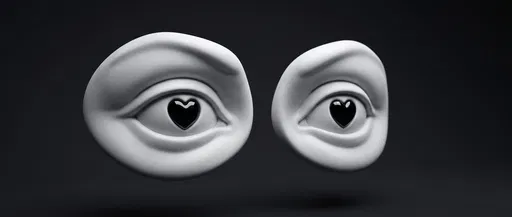Sculpted White Eyes With Heart Pupils