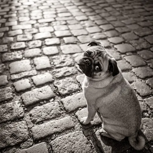 Monochrome Pug Giving Side Eye