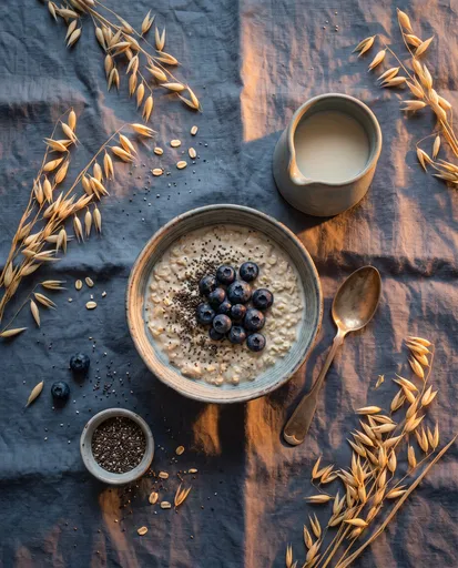 Oatmeal Bowl with Blueberries and Chia Seeds