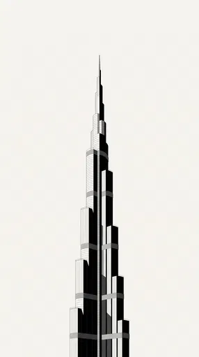 Minimalist Monochrome Burj Khalifa Illustration