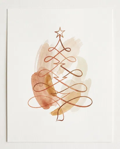 Minimalist Line Art Christmas Tree Illustration