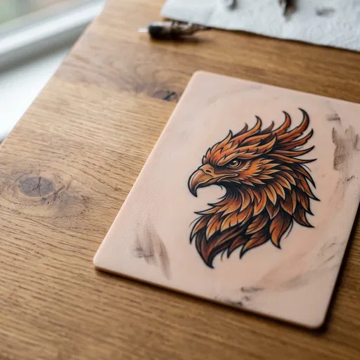 Neo-Traditional Phoenix Tattoo on Practice Skin