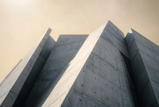 Low Angle Geometric Brutalist Concrete Architecture