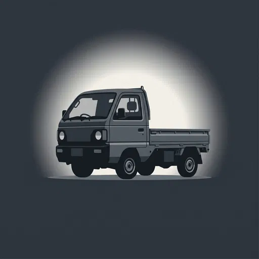 Monochrome Flat Illustration of Kei Truck