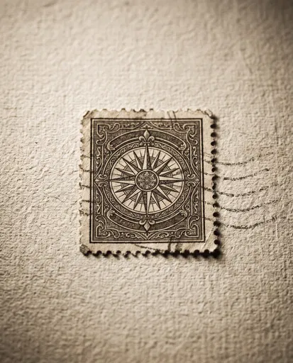Vintage Engraved Compass Rose Postage Stamp