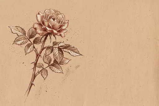 Sepia Rose Drawing on Toned Paper